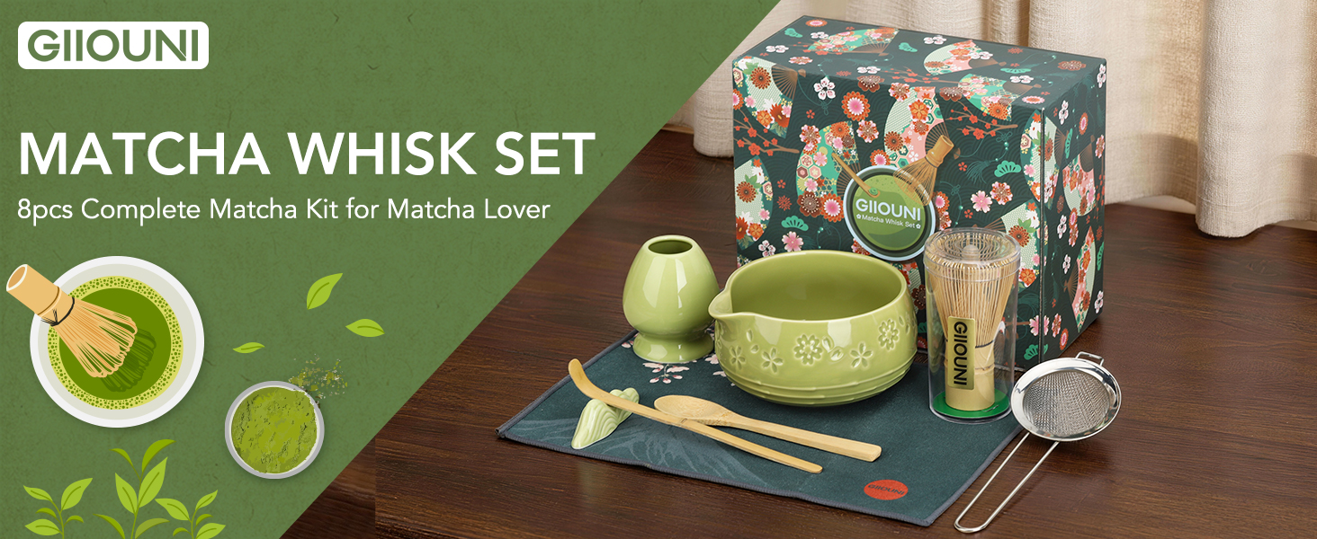 Amazon.com: Giiouni Matcha Whisk Set with 550ml Spouted Ceramic